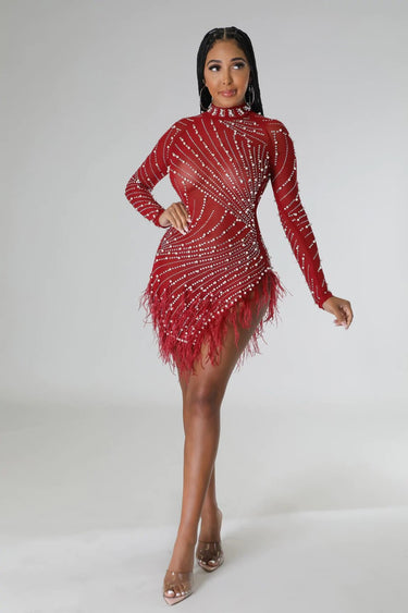 Look at Me Burgundy Mini Dress - Palazzo Couture Online