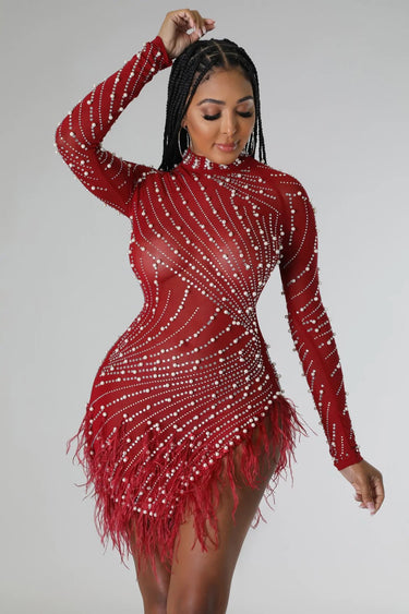 Look at Me Burgundy Mini Dress - Palazzo Couture Online