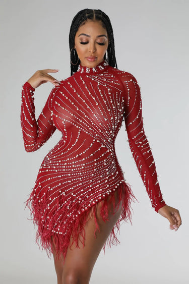 Look at Me Burgundy Mini Dress - Palazzo Couture Online