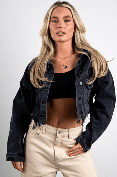 Lost Angeles Denim Jacket (Black) - Palazzo Couture Online