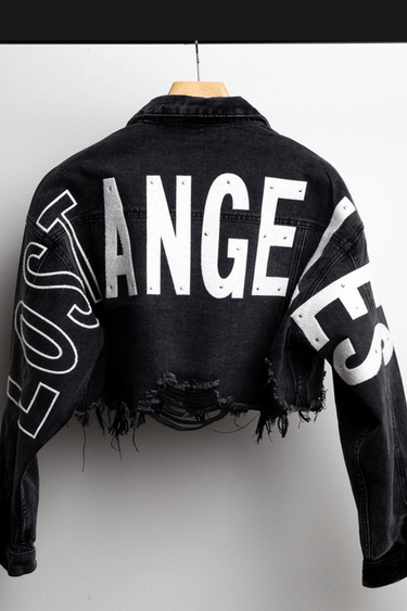 Lost Angeles Denim Jacket (Black) - Palazzo Couture Online