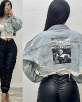Marylin Monroe graphic denim jacket with button closure