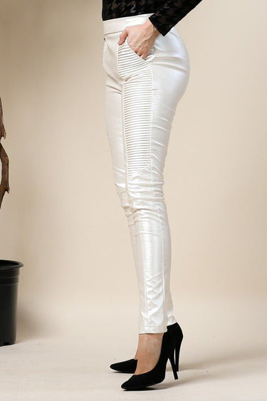 Metallic. Faux Leather (Silver) - Palazzo Couture Online