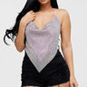 Metallic Rhinestone Backless Cowl Baby Pink Crop Top - Palazzo Couture Online