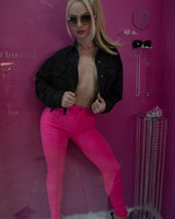 Miami Nights Crop Denim Jacket – Black - Palazzo Couture Online