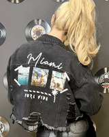 Miami Pura Vida Crop Jacket (Black Denim) - Palazzo Couture Online