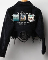 Miami Pura Vida Crop Jacket (Black Denim) - Palazzo Couture Online