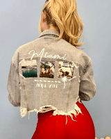 Miami Pura Vida Crop Jacket (Blue Denim) - Palazzo Couture Online