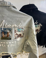 Miami Pura Vida Crop Jacket (Blue Denim) - Palazzo Couture Online