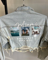 Miami Pura Vida Crop Jacket (Blue Denim) - Palazzo Couture Online