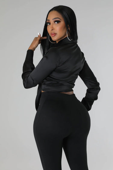 Monaco Silk Blouse (Black) - Palazzo Couture Online