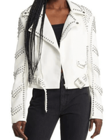 Moto Jacket (White) - Palazzo Couture Online