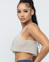 Pearl Pull Over Crop Top ( White) - Palazzo Couture Online
