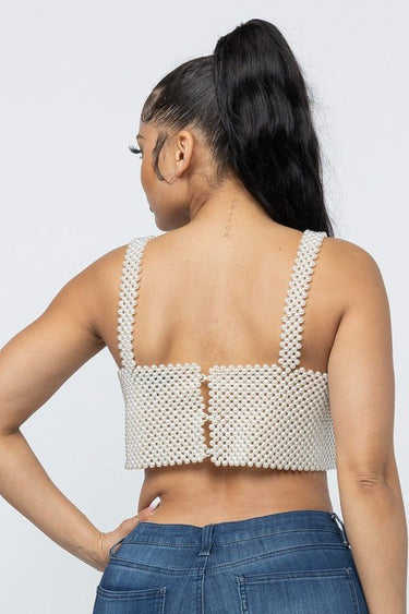 Pearl Pull Over Crop Top ( White) - Palazzo Couture Online