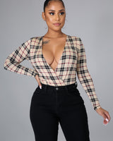 Perfect Harmony Bodysuit (Beige Print) - Palazzo Couture Online