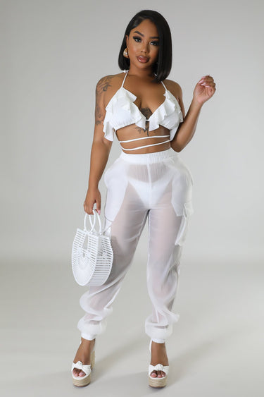 Poolside Days Pants White - Palazzo Couture Online