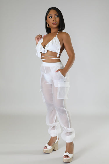 Poolside Days Pants White - Palazzo Couture Online