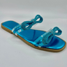Rhinestone Double Bow Clear Strap Sandals (Turquoise) - Palazzo Couture Online
