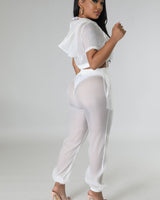 Rosaley Pant Set (White) - Palazzo Couture Online