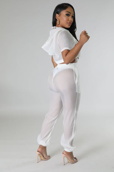 Rosaley Pant Set (White) - Palazzo Couture Online