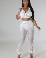 Rosaley Pant Set (White) - Palazzo Couture Online