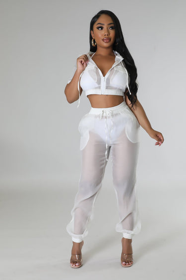 Rosaley Pant Set (White) - Palazzo Couture Online