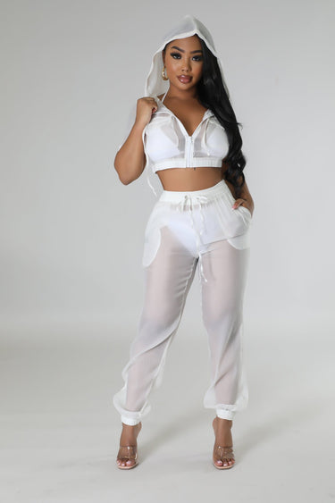 Rosaley Pant Set (White) - Palazzo Couture Online