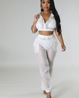 Rosaley Pant Set (White) - Palazzo Couture Online
