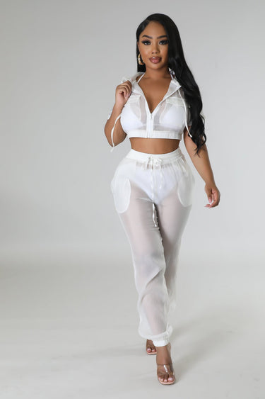 Rosaley Pant Set (White) - Palazzo Couture Online