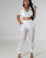 Rosaley Pant Set (White) - Palazzo Couture Online