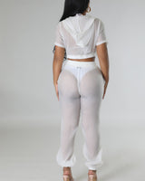 Rosaley Pant Set (White) - Palazzo Couture Online