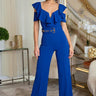 Ruffle Detailed Fashion Jumpsuit (Blue) - Palazzo Couture Online