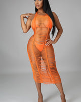 Sand In My Hair Orange Cover Up Dress - Palazzo Couture Online