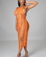 Sand In My Hair Orange Cover Up Dress - Palazzo Couture Online