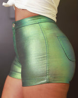 Sassy Slithers Metallic Shorts (Green) - Palazzo Couture Online