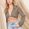 Satin Print Wrap Mocha Top - Palazzo Couture Online