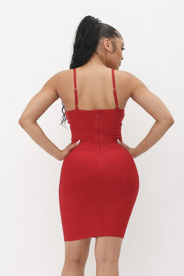 Shaper Bandage Mini Dress (Red) - Palazzo Couture Online