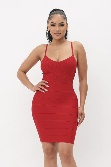 Shaper Bandage Mini Dress (Red) - Palazzo Couture Online