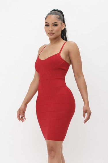 Shaper Bandage Mini Dress (Red) - Palazzo Couture Online