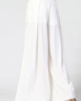 Solid Wide Off White Palazzo Pants - Palazzo Couture Online