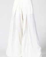 Solid Wide Off White Palazzo Pants - Palazzo Couture Online