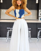 Solid Wide Off White Palazzo Pants - Palazzo Couture Online