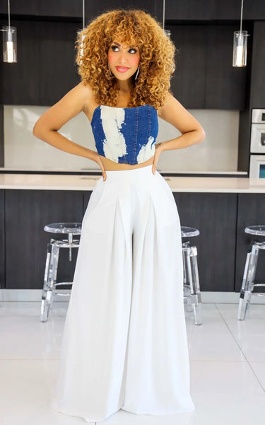 Solid Wide Off White Palazzo Pants - Palazzo Couture Online