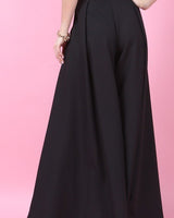Solid Wide Palazzo Pants (Black) - Palazzo Couture Online