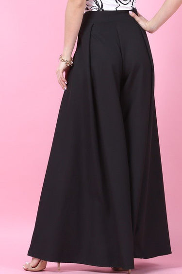 Solid Wide Palazzo Pants (Black) - Palazzo Couture Online