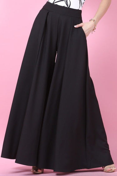 Solid Wide Palazzo Pants (Black) - Palazzo Couture Online