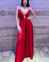 Solid Wide Palazzo pants (Red) - Palazzo Couture Online