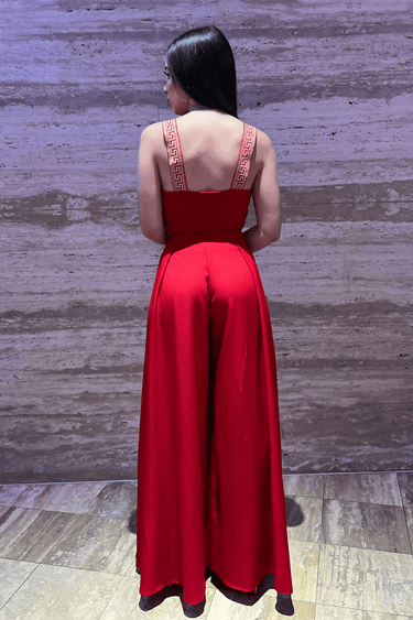 Solid Wide Palazzo pants (Red) - Palazzo Couture Online