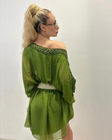Sophia Italian Silk Mini Dress (Lime) - Palazzo Couture Online
