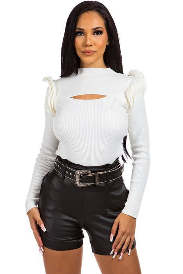 Sophya Knit Top With Ruffles - Palazzo Couture Online